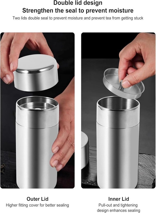 Moncer Stainless Steel Canister, 550ml Airtight Canister Storage Container for Tea Bag, Loose Tea, Pantry Storage (L) 5.8x3.3in - Image 5